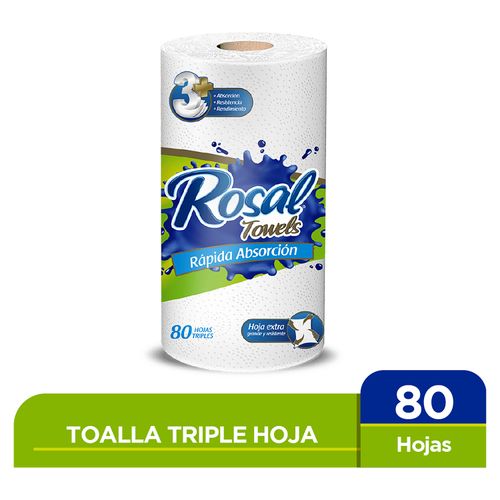 Toalla Rosal 3Ply Blanca Indiv 80Hojas