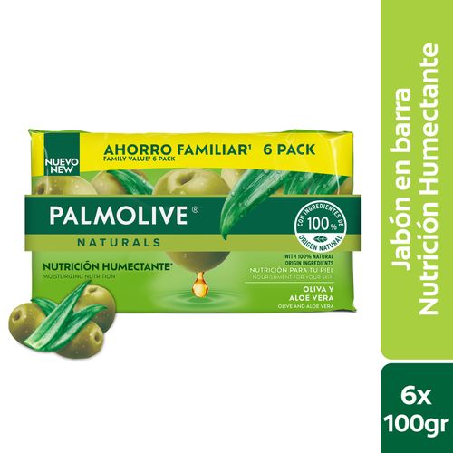 Jabon Corporal Palmolive Naturals Sensación Humectante Oliva y Aloe 100 g 6 Pack