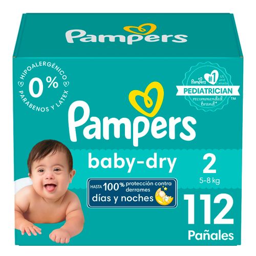 Pañales Marca Pampers Baby-Dry Talla 2, 5-8kg - 112Uds
