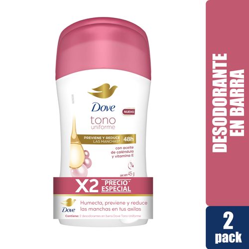 Desodorante Dove Dama Tono Uniforme Cálendula Y Vitamina E Barra 2 Pack - 50g