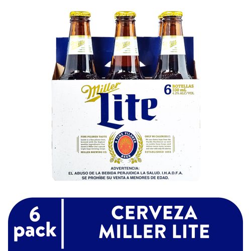 Cerveza Miller Lite Botella 6 Pack  - 1980 ml