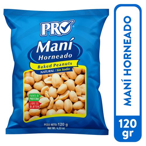 Maní horneado PRO natural libre de gluten - 120 g
