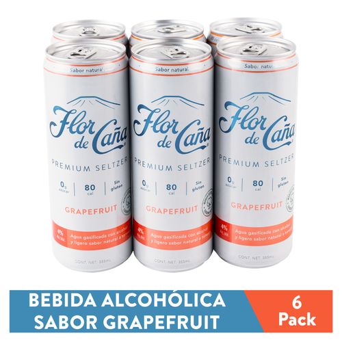 Bebida Alcohólica Flor De Caña Seltzer Premium Grapefruit 6 pack - 355 ml