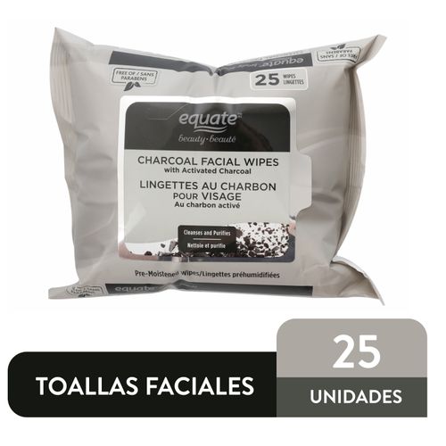 Toallitas Equate Desmaquillante Carbón - 25 Uds