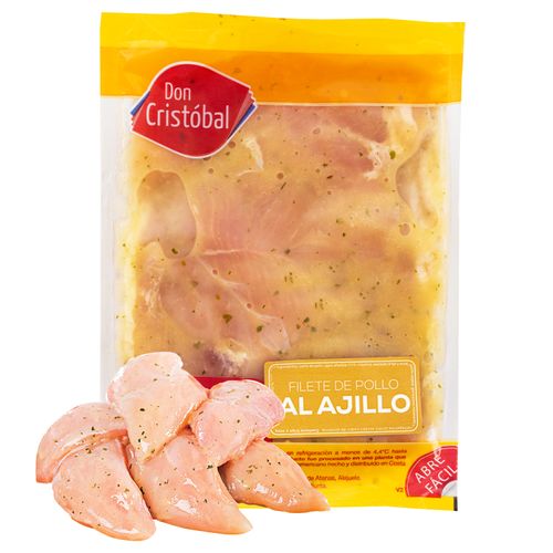 Filete de Pollo Al Ajillo Don Cristobal Empacado, Precio indicado por libra