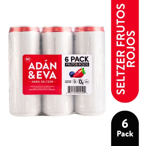 6 Pack Seltzer Frutos Rojos Adan Y Eva - 355 ml