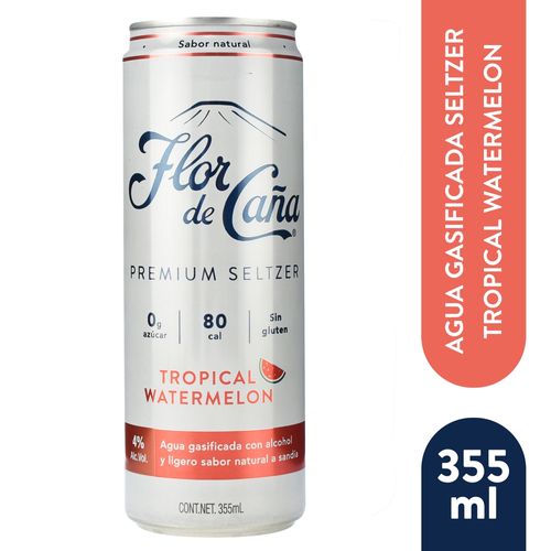 Bebida Alcohólica Flor de Caña Seltzer Sabor Sandia - 355 ml