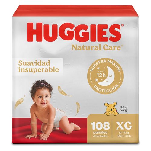 Pañales Huggies Natural Care Etapa 4/XG - 108 Unidades