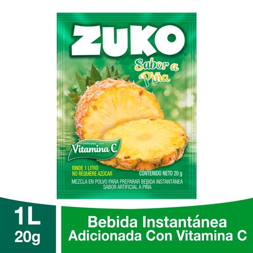 Bebida En Polvo Instantánea Marca Zuko Sabor Piña, Con Vitamina C - 20g
