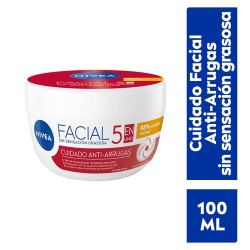 Crema Facial Nivea Hidratante Antiedad 5 En 1 Cuidado Anti-Arrugas - 100ml