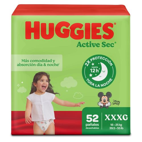 Pañales Huggies Active Sec Etapa 6/XXXG - 52 Unidades