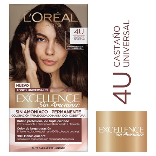 Tinte para el cabello Permanente L'Oréal Paris Excellence Nudes Sin Amoníaco Tono 4U