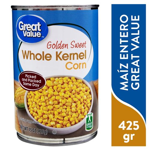 Maíz dulce Great Value, grano entero, lata - 425 g