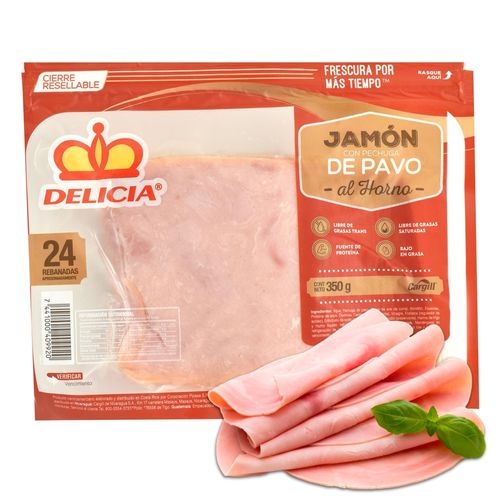 Jamón de Pavo al Horno Empacado  Delicia - 350 g