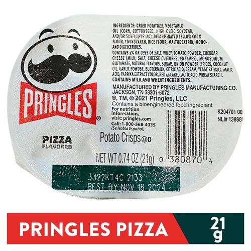 Papas crujientes Pringles sabor pizza sazonada - 21 g
