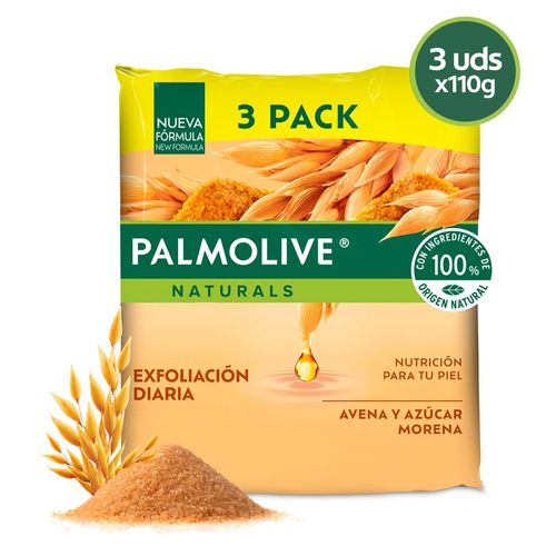 3 Pack Jabón Palmolive Naturals Avena y Azúcar Morena - 100gr