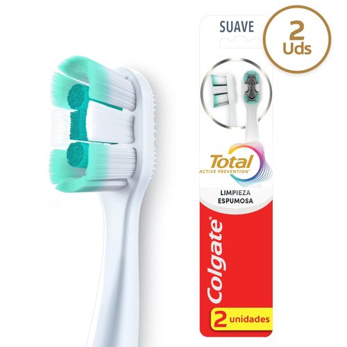 Cepillo dental Colgate total active prevention limpieza espumosa - 2 Pzas