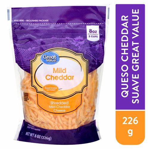 Queso Great Value cheddar rallado - 226 g