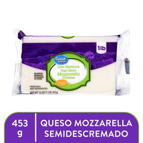 Queso Great Value mozzarella - 454 g