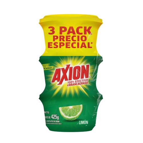 Lavaplatos Axion arrancagrasa limón en pasta 3 pack - 425 g