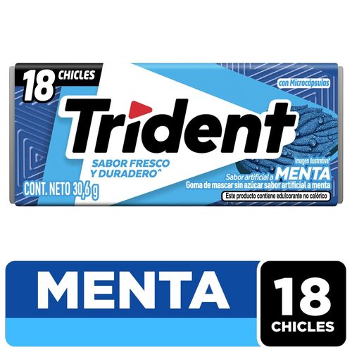Chicle Trident sin azúcar sabor menta 18 Uds - 30.6 g