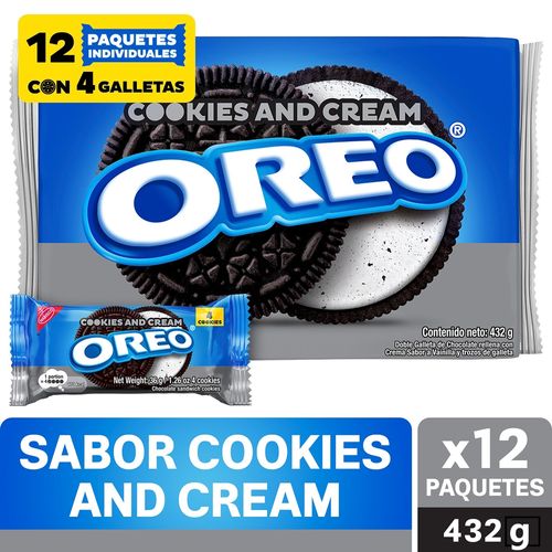 Galleta Oreo Cookies & Cream Rellena Con Crema Sabor A Vainilla Y Trozos De Galleta - 432g