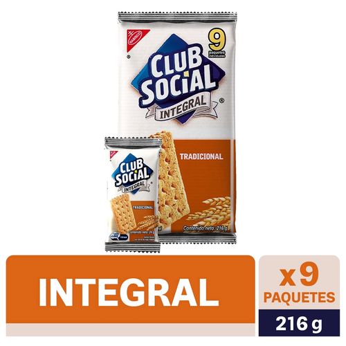 Galletas saladas Nabisco club social integral 9 pack - 216 g
