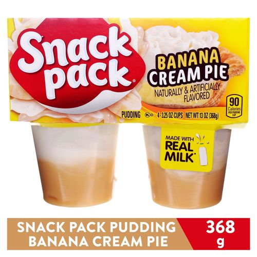 Pudding de banano Snack Pack crema 4 pack - 92 g