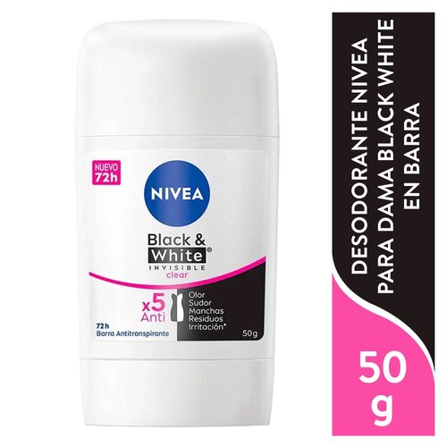 Desodorante Nivea para Dama Black White en barra - 50 g