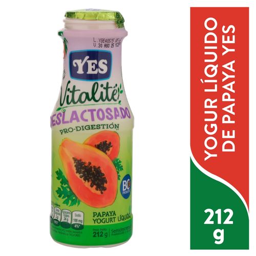 Yogurt Liquido Papaya 212 Gr Vitalite