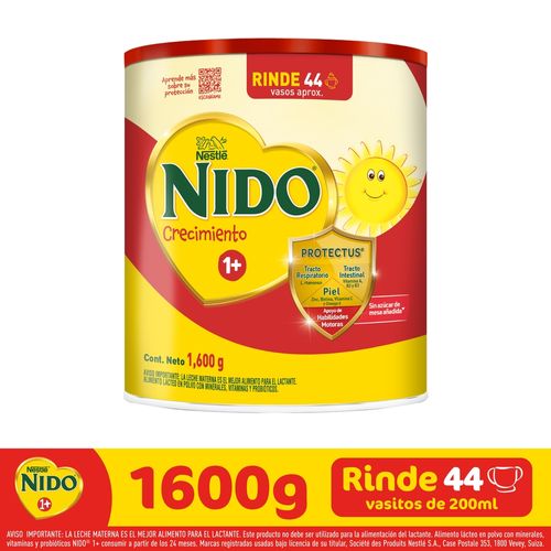 Leche Instantánea Nestlé® NIDO® 1+ Protección® Alimento Complementario Lata -1.6kg