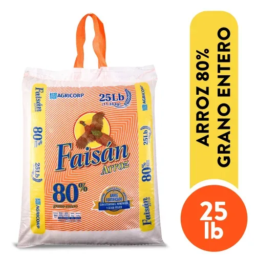 Arroz 80% Grano Entero El Faisan - 25 lb