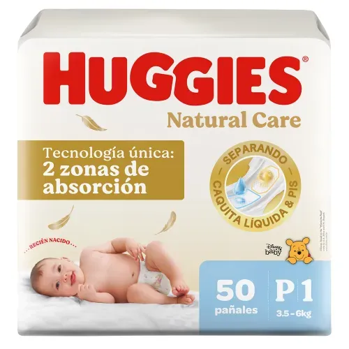 Pañales Huggies Natural Care Etapa 1/P - 50 Unidades