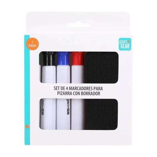 Marcadores Pen + Gear para pizarrón con borrador - 5 Pzas