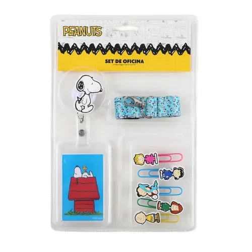 Set de oficina Snoopy con portagafete - 7 pzas
