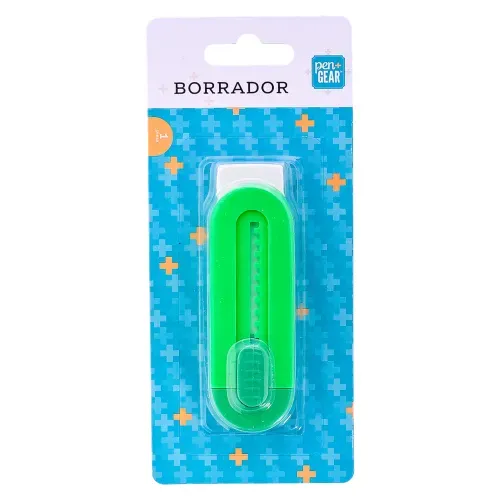 Borrador Pen + Gear con protector plástico verde
