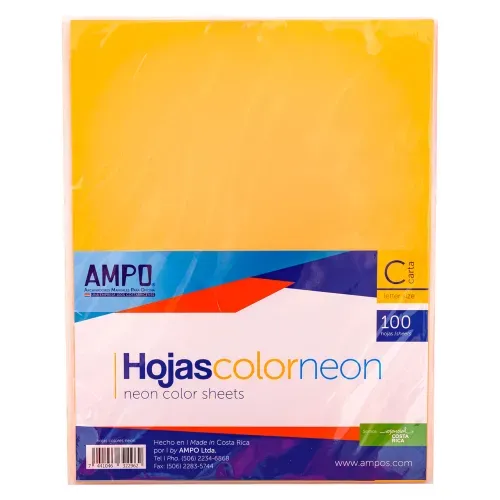 Papel bond Ampo neón de colores tamano carta - 100 hojas