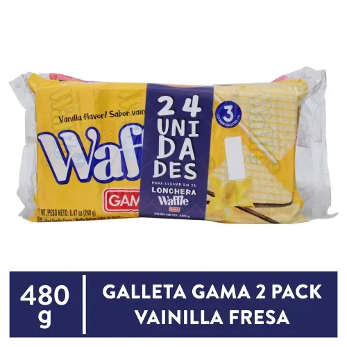 Galleta 2pk Waffle Vainilla Fresa 480g