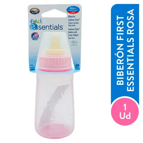 Biberón First Essentials color rosado flujo lento -5 oz