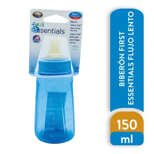 Biberón First Essentials color azul flujo lento -5 oz